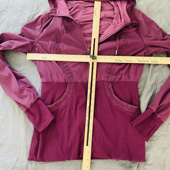 Lululemon Dance Studio Womens Jacket 10 Purple Pink Reversible Full Zip Hood - Picture 2 of 3